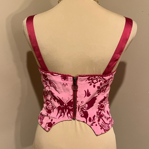 Urban Outfitters Pink and Burgundy Velvet Corset Top, size Small - Picture 4 of 9
